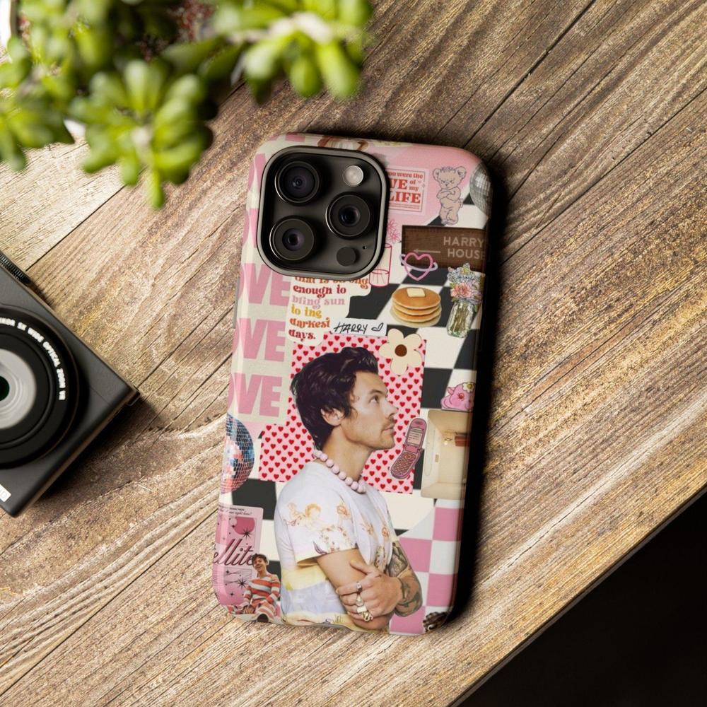 Harry 1D Collage Pink Phone Case Vintage Aesthetic Iphone Case